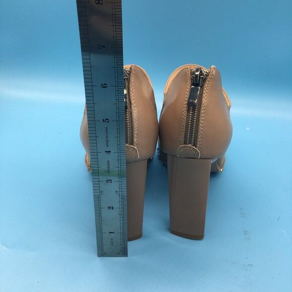 Brown Women Mid Heel Booties Pumps Pointed Toe Ankle Boots Shoes - Picture 8 of 10